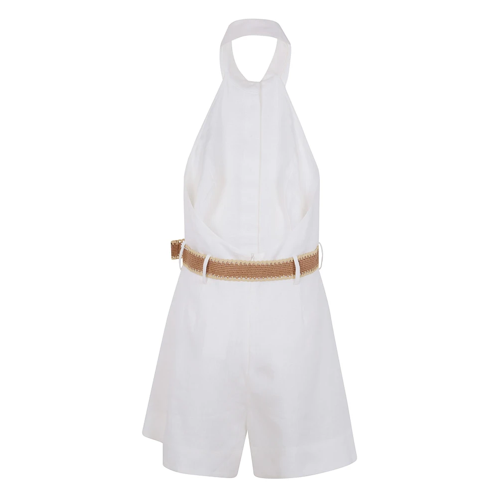 Zimmermann Witte linnen playsuit met kraag White Dames