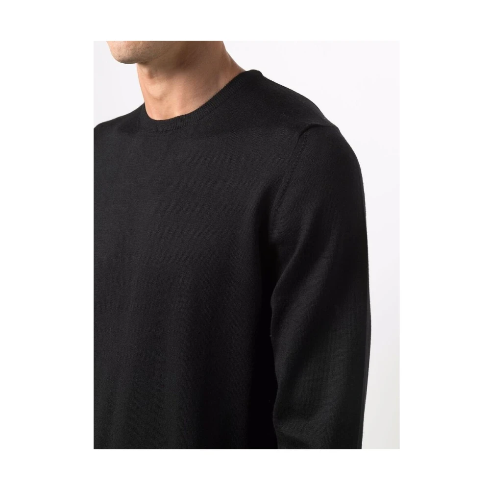 La Fileria Zwarte Wol Ronde Hals Trui Black Heren