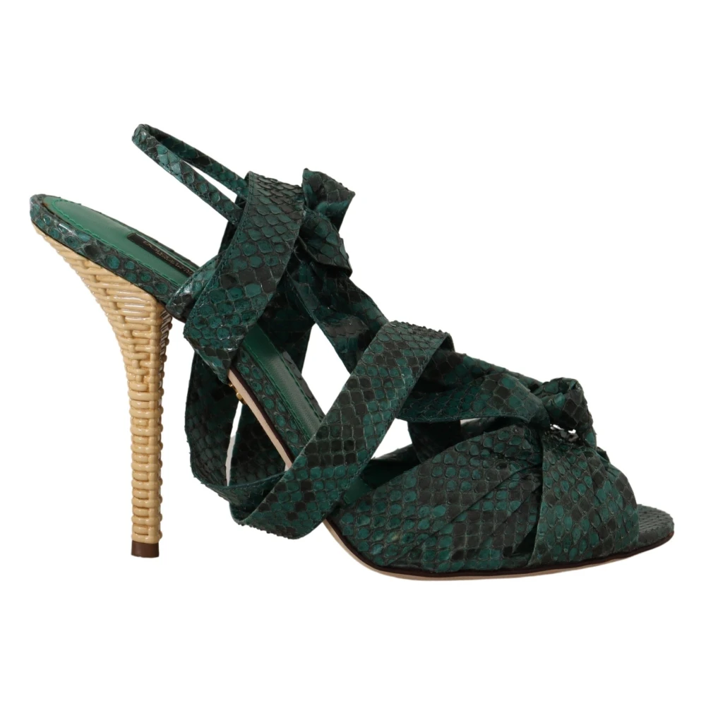 Dolce & Gabbana Women's Green Elegant Python Strappy Heels