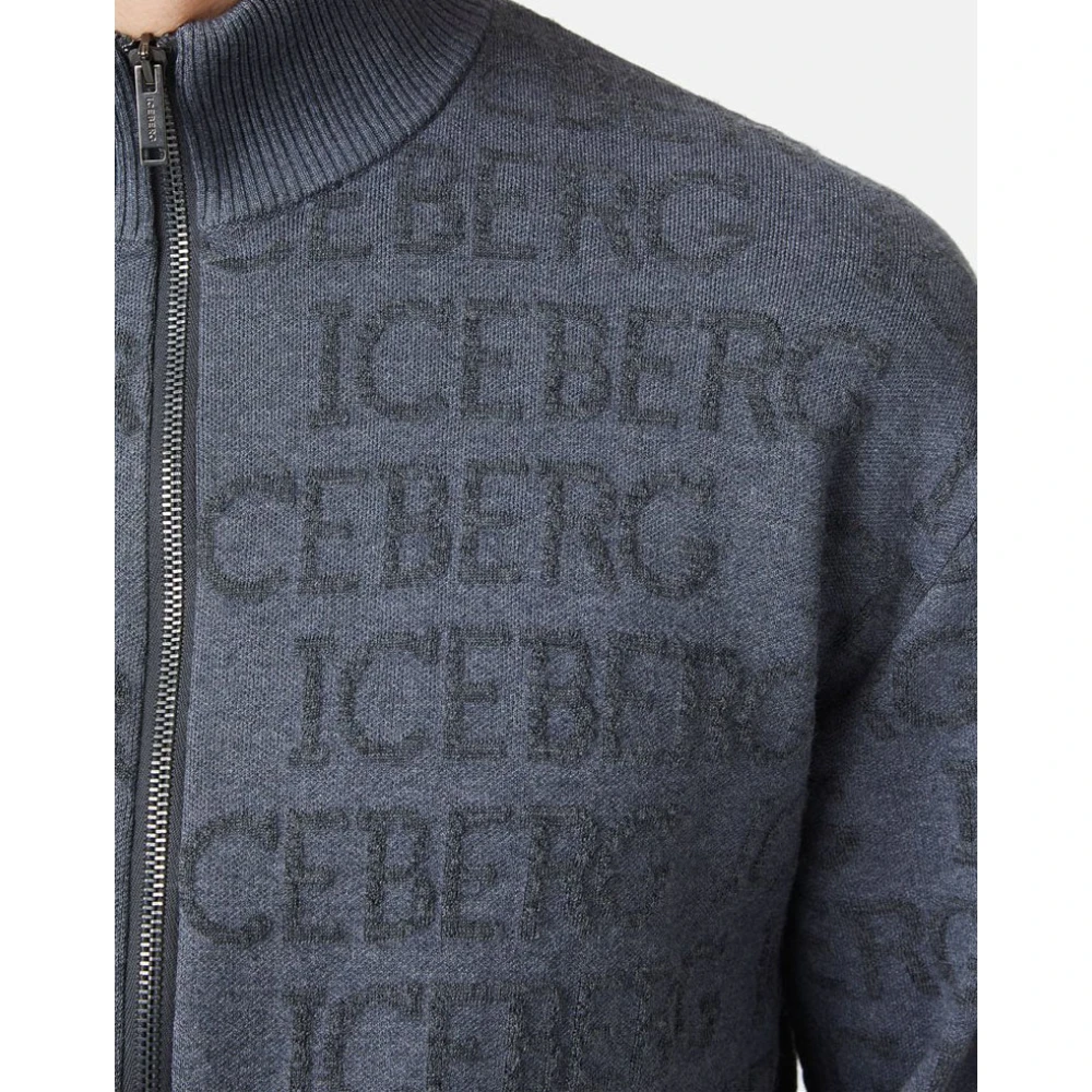 Iceberg Jacquard gebreide bomberjack Gray Heren