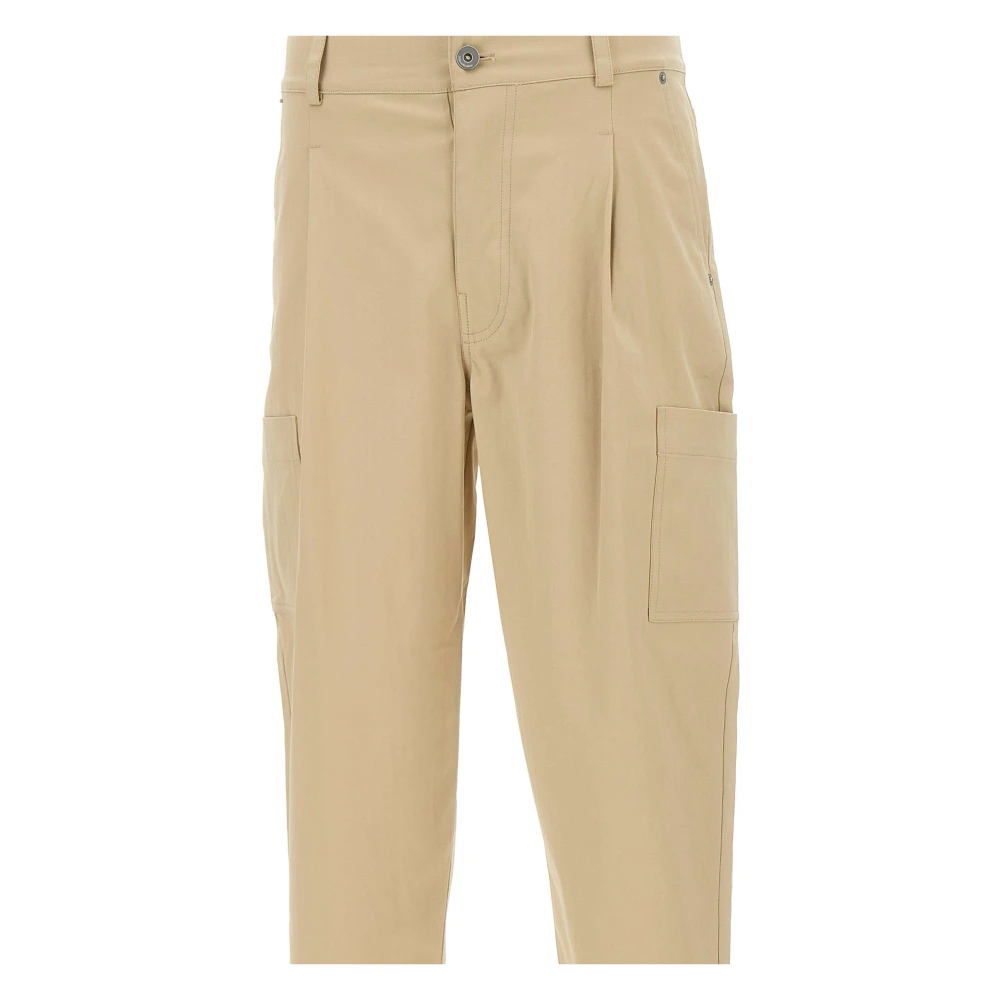 Drole de Monsieur Beige Cropped Twill Broek Beige Heren