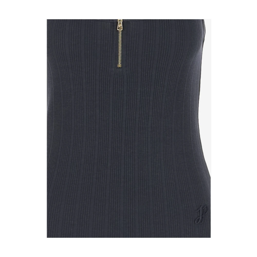 Patou Donkerblauwe Logo Gebreide Top Rits Sluiting Blue Dames