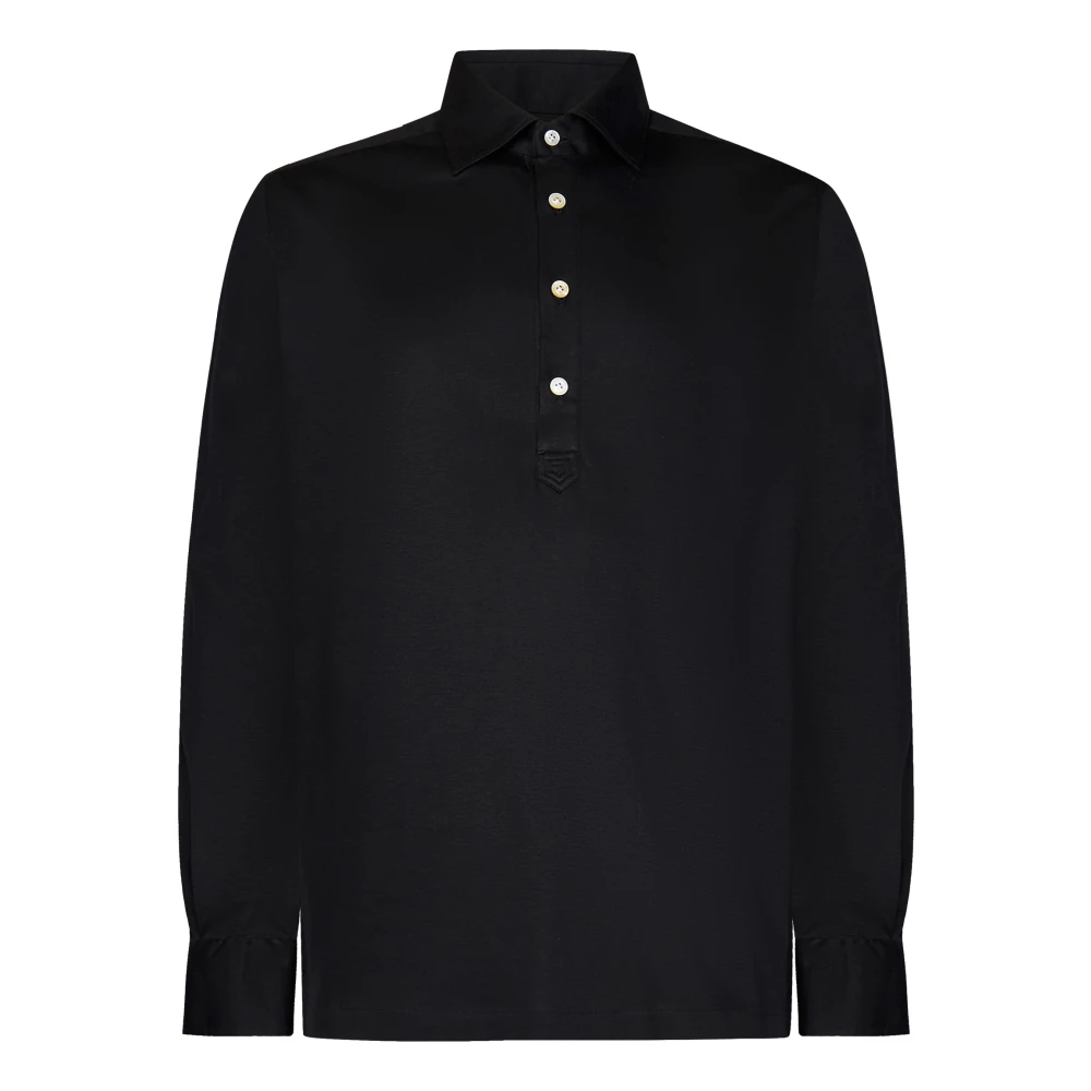 Kiton Zwarte Katoenen Overhemd met knoopsluiting Black Heren