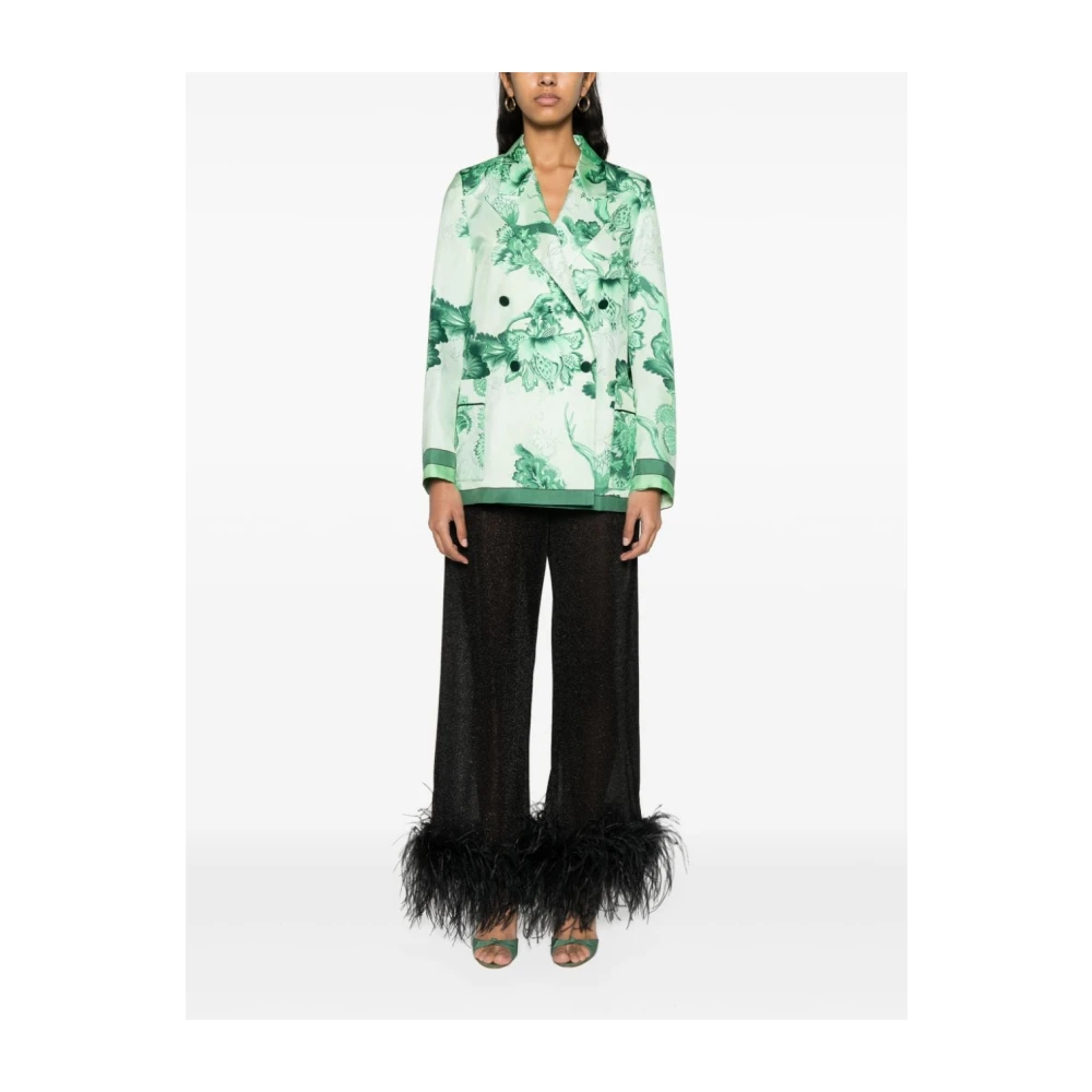 F.r.s For Restless Sleepers Groene Zijden Jas met Bloemenprint Green Dames