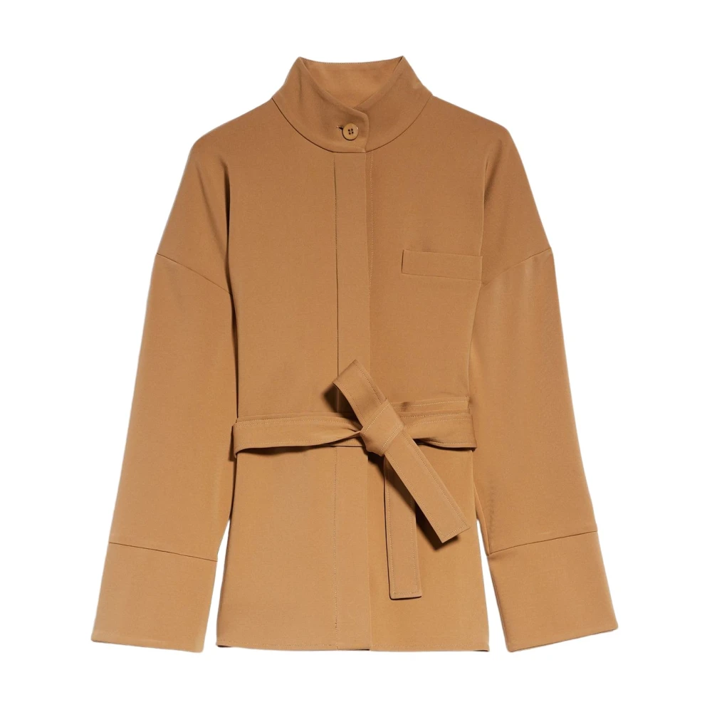 Max Mara Milano Jersey Blazer met Mandarin Kraag Brown Dames