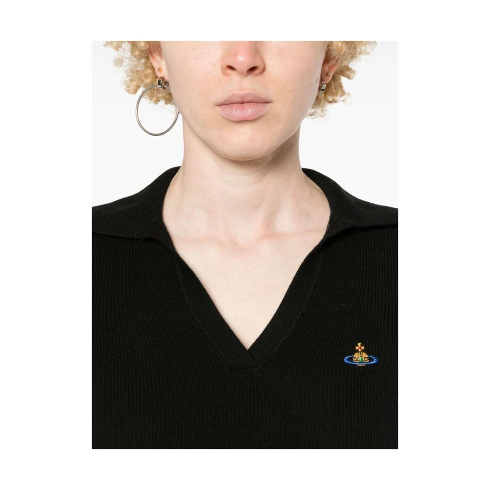 Vivienne Westwood Zwart Multicolor Gebreide Polo Sweater Black Dames