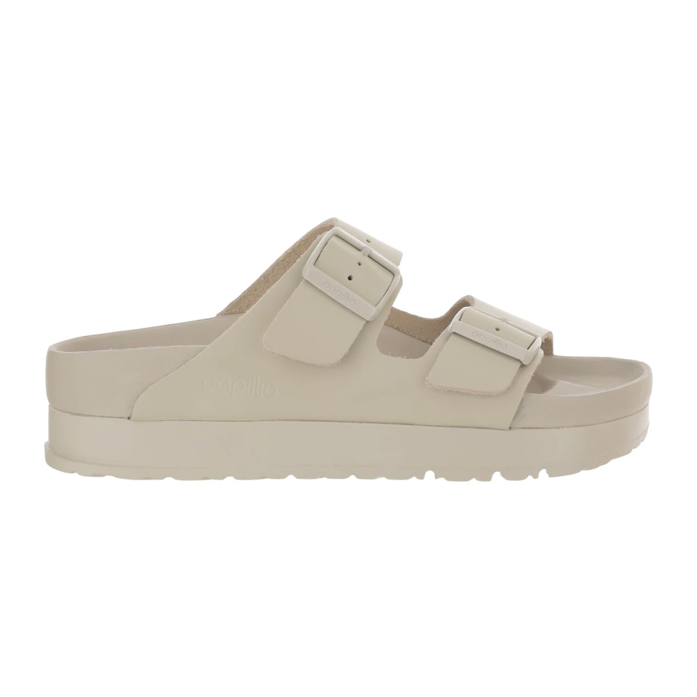 Birkenstock Women's Beige Sliders, 7 Uk, Arizona Pap Flex Platform Narrow Fit