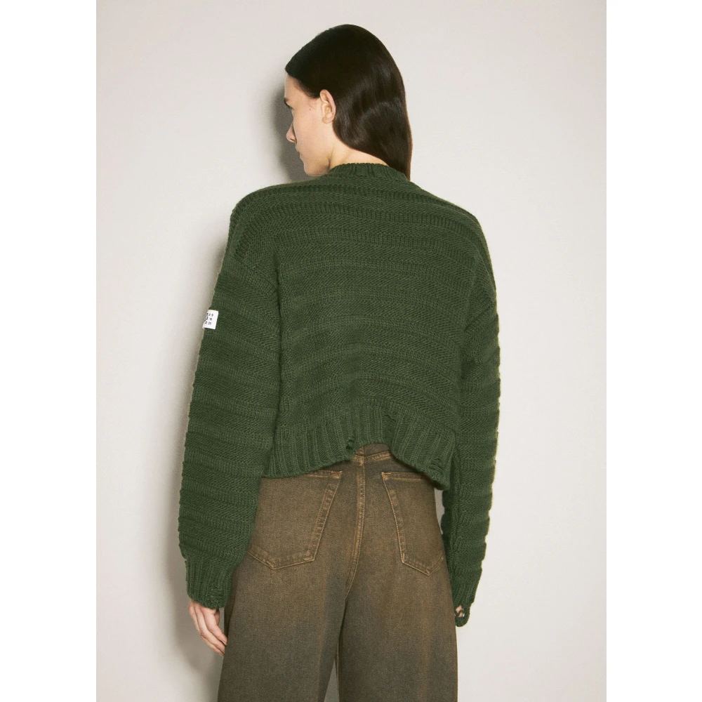 MM6 Maison Margiela Cropped Crewneck Sweater Green Dames
