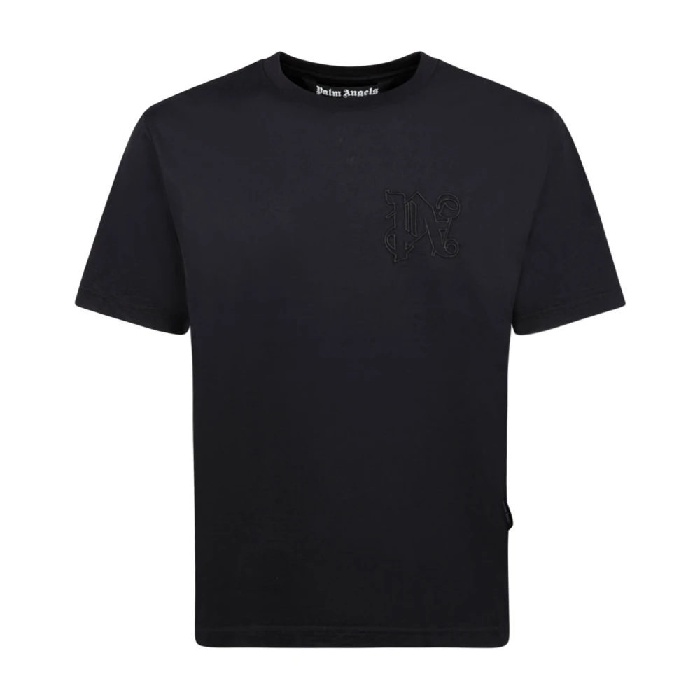 Palm Angels Zwart Monogram T-shirt met Geborduurd Logo Black Heren