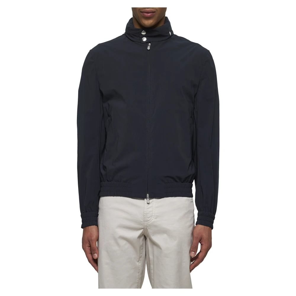BRUNELLO CUCINELLI Blauwe Katoenen Jas met Opstaande Kraag Blue Heren