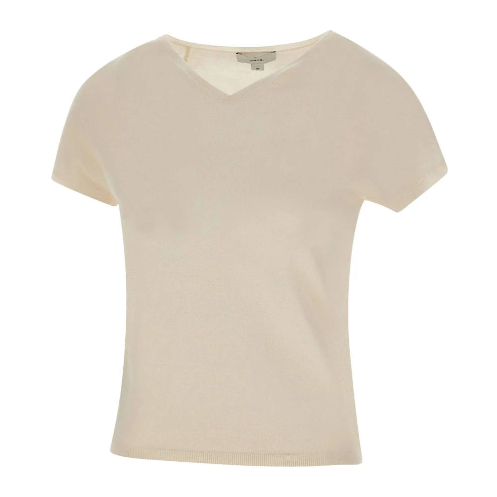 Vince Women's Beige V-Neck Knitwear - V-Neck Knitwear - L - Knitwear
