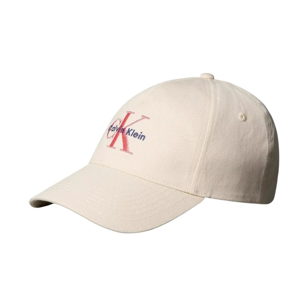 Calvin Klein Unisex Beige Twill Embroidered Monogram Logo Cap