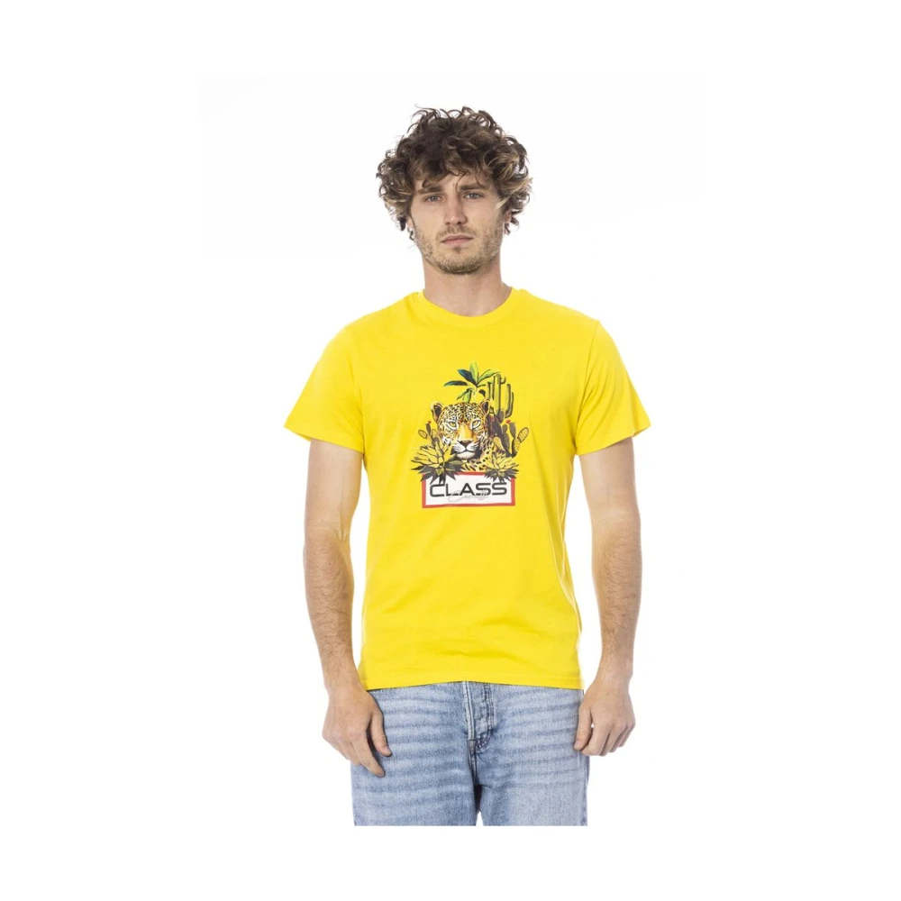 Cavalli Class Gele Logo T-shirt Korte Mouwen Ronde Hals Yellow Heren