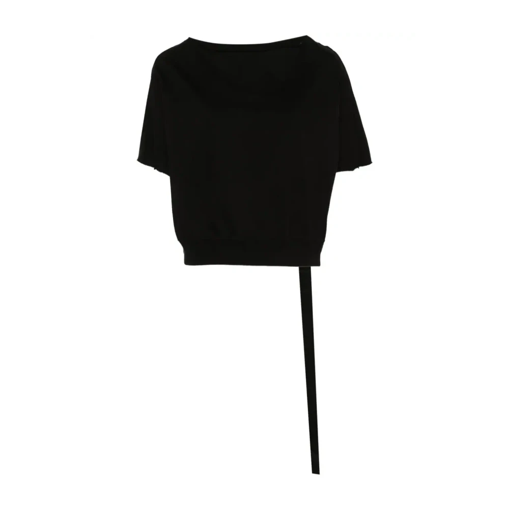 Rick Owens Zwart Mouwloos T-shirt met Geribbelde Ronde Hals Black Dames