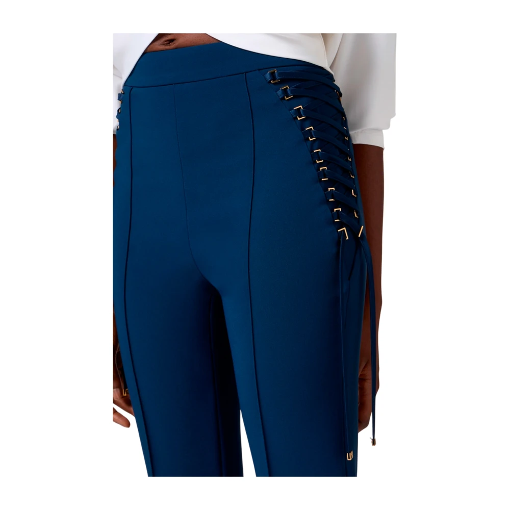 Elisabetta Franchi Wijde broek met elegante silhouet Blue Dames