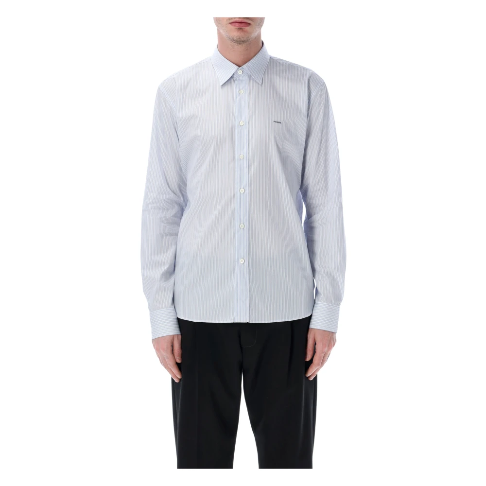 Prada Shirt Popeline Riga - Male - Formal Shirts - Blue - Xl - Shirts