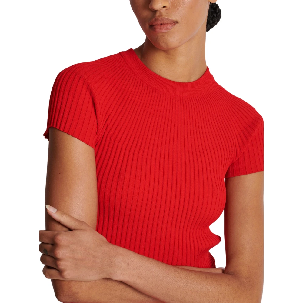 Balmain Geplooide gebreide top Red Dames