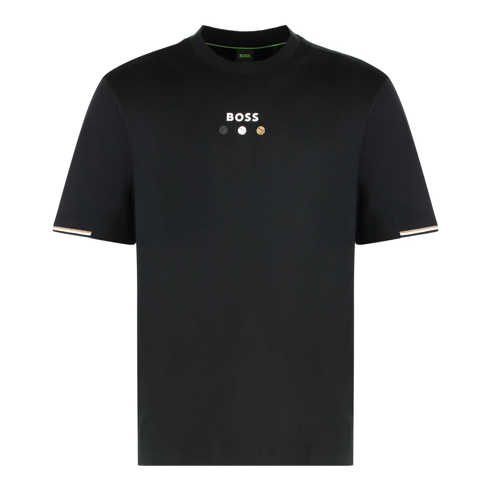 Hugo Men's Black T-Shirts, Xs, Ribbed Crew-Neck Cotton T-Shirt