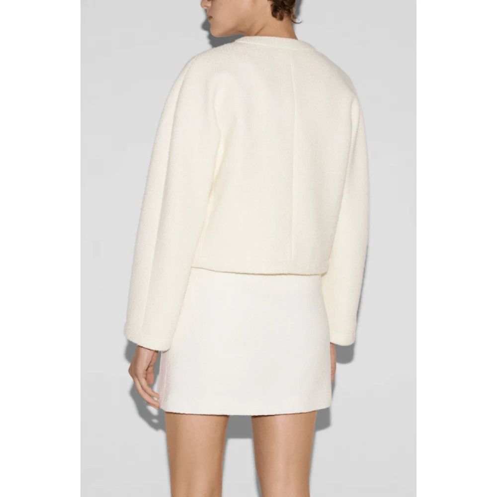Gucci Witte Bouclé Jas met Drukknopen White Dames