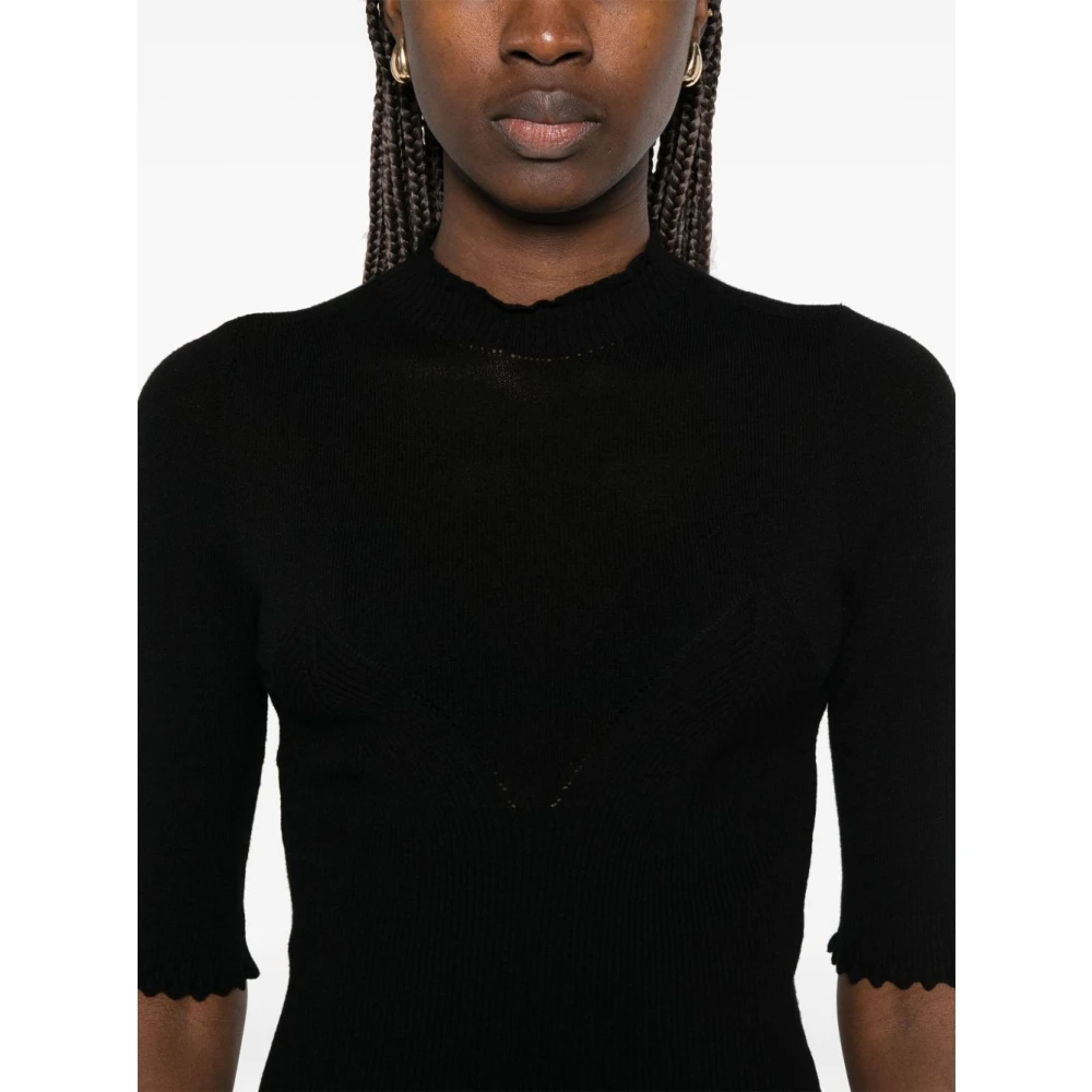 Twinset Zwarte Sweater Verhoog Garderobe Chic Stijl Black Dames