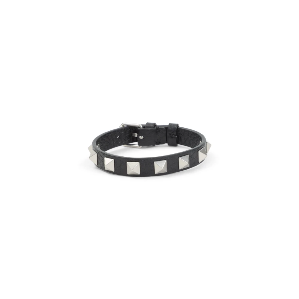 Valentino Garavani Men's Black Leather Bracelet