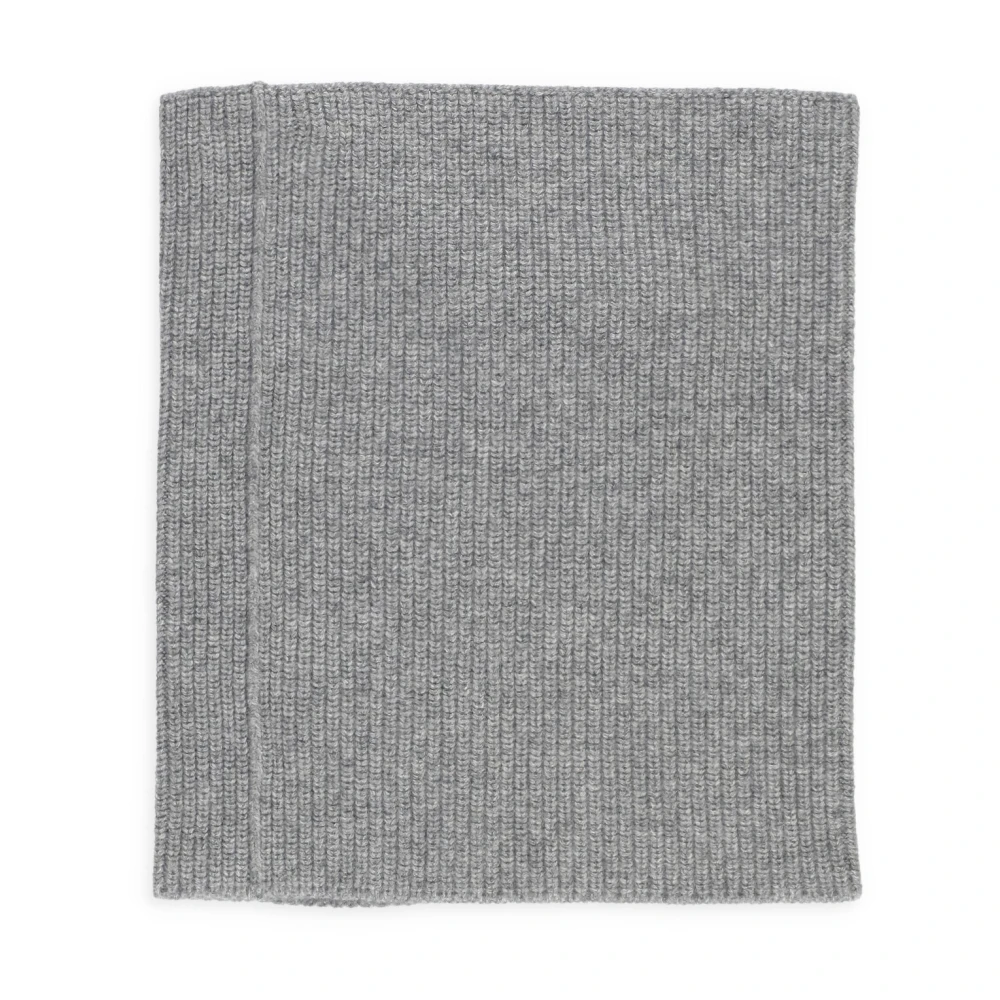 Ermenegildo Zegna Kasjmier Nekwarmer Geribbeld Patroon Leren Patch Gray Heren