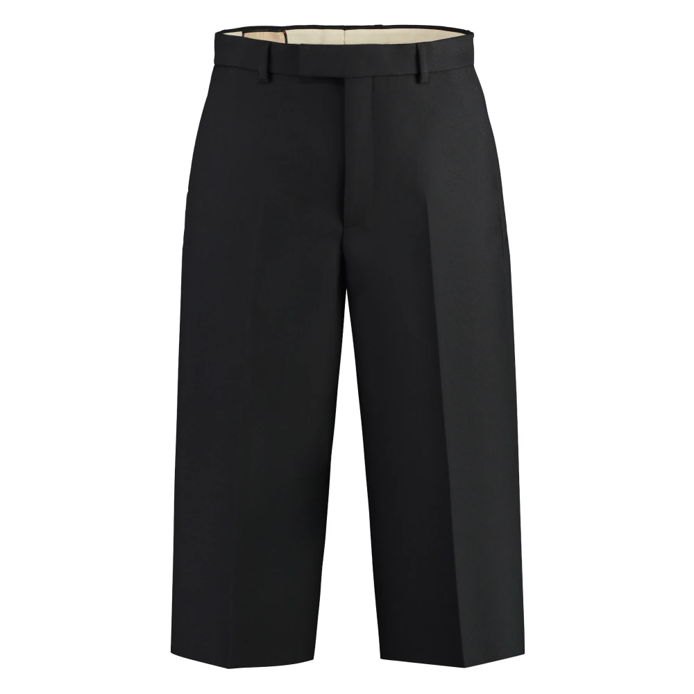 Gucci Black Bermudas, Male, S, Wool Silk Cropped Pant