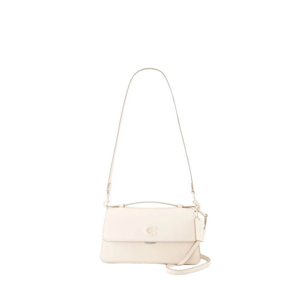 Coach Beige Läder Crossbody Väska med Klaff Beige, Dam