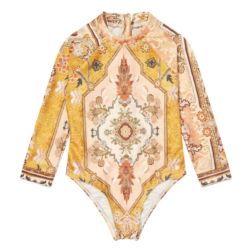 Zimmermann Women's Orange Mustard Vintage Long Sleeve Swimsuit