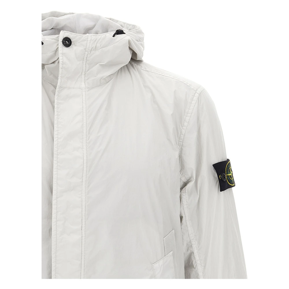 Stone Island Grijze Nylon Hoodie Jas Gray Heren