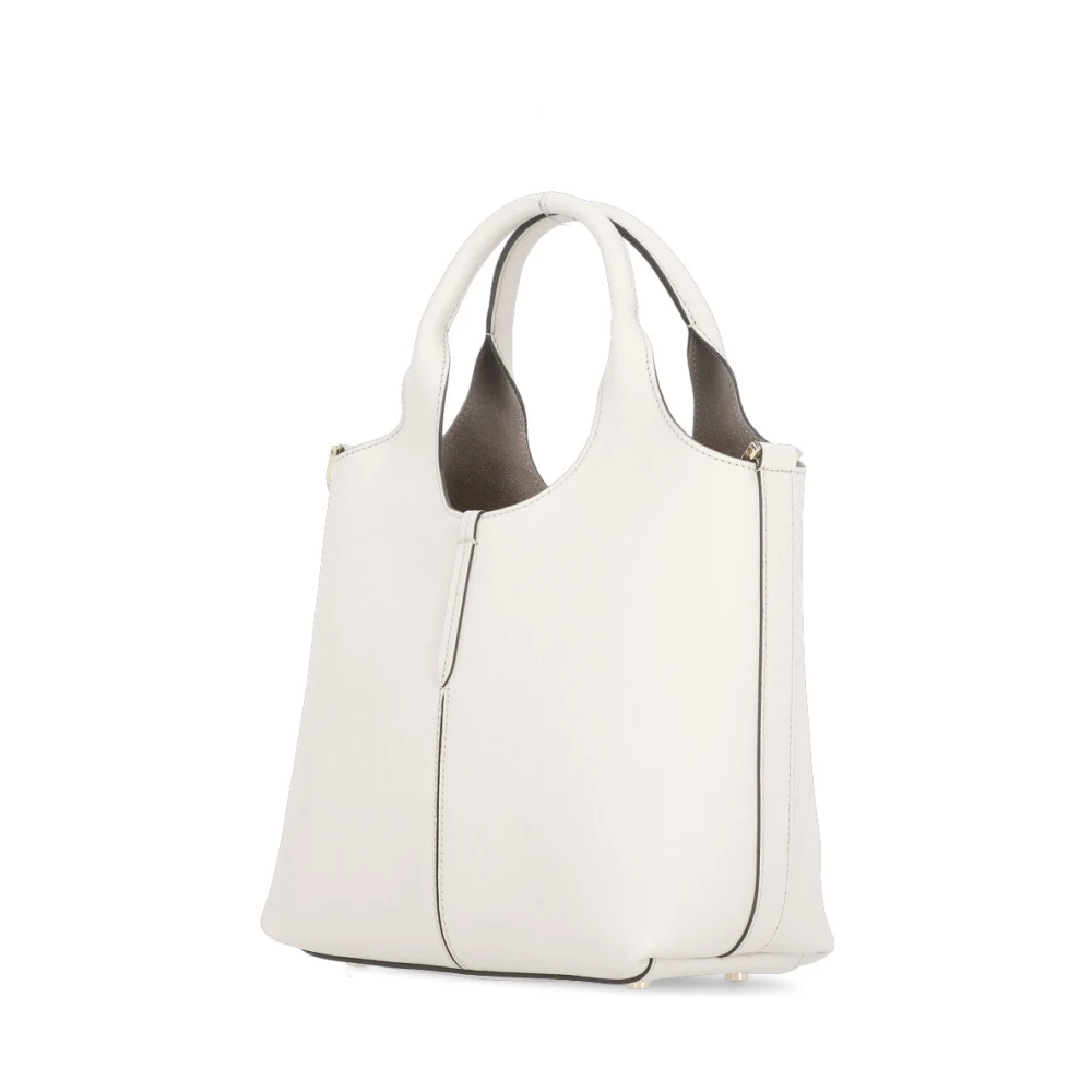 TOD'S Ivoor Leren Handtas met Metalen Detail Beige Dames