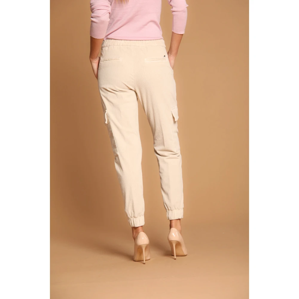 Mason's Velvet Cargo Broek Relaxte Pasvorm Stucco Beige Dames