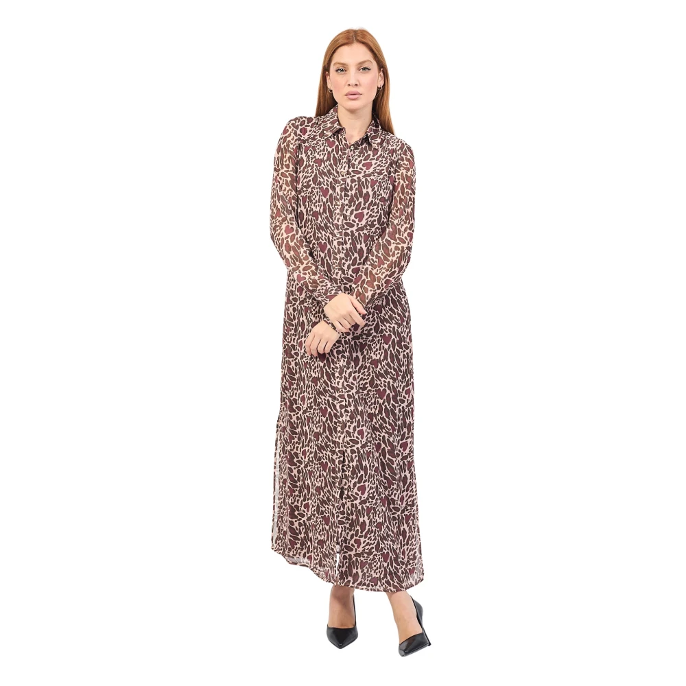 Fracomina Dierenprint Lange Overhemdjurk Multicolor Dames