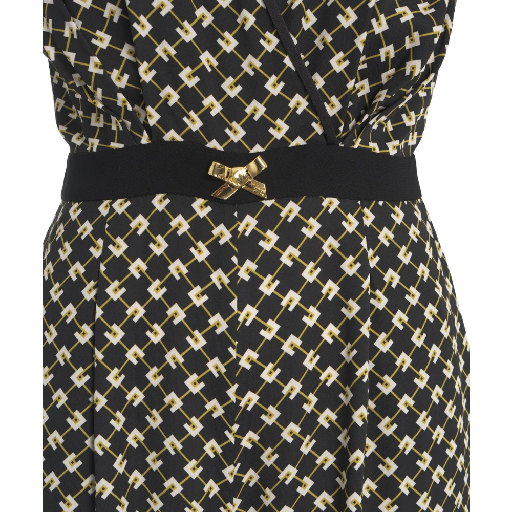 Elisabetta Franchi Zwarte V-hals Jumpsuit met Gouden Details Black Dames
