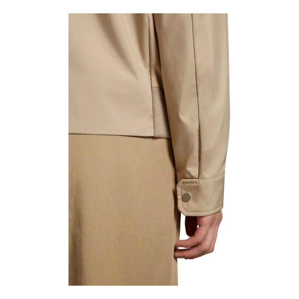 Moncler Elegante Beige Jas met Leren Afwerking Beige Heren