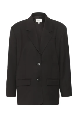 Svart Oversized Blazer med V-Hals