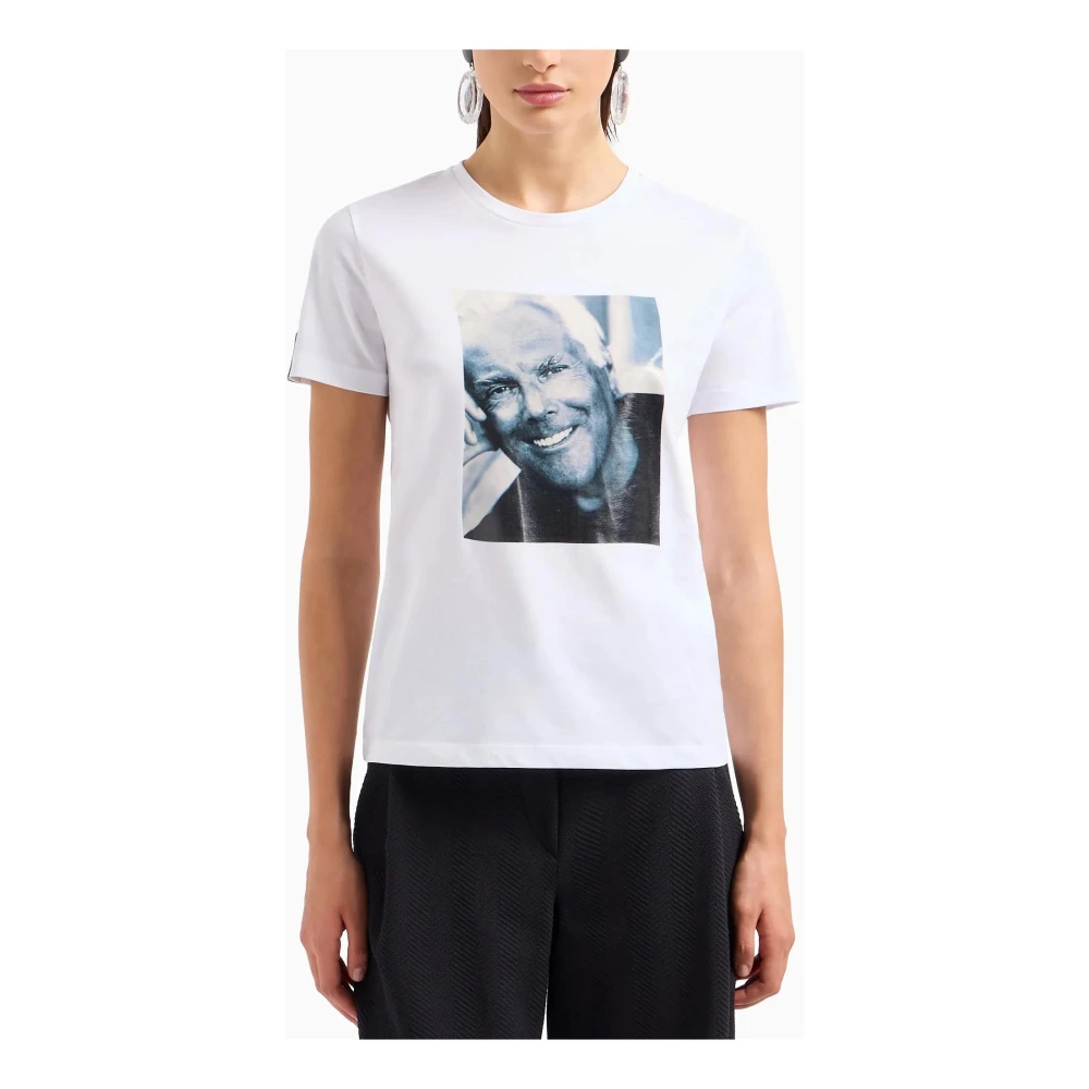 Emporio Armani Stijlvolle T-shirts en Polos met Digitale Print White Dames