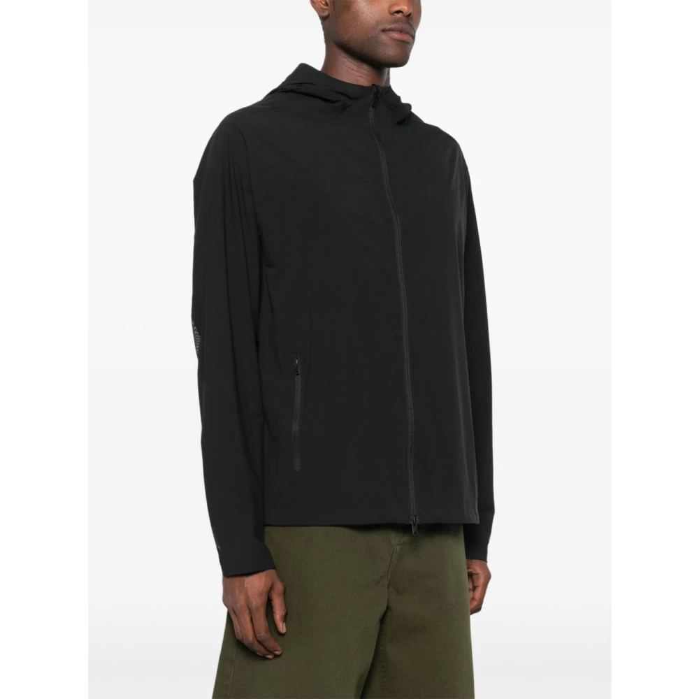 Y-3 Zwarte jas met ritssluiting en reflecterende details Black Heren