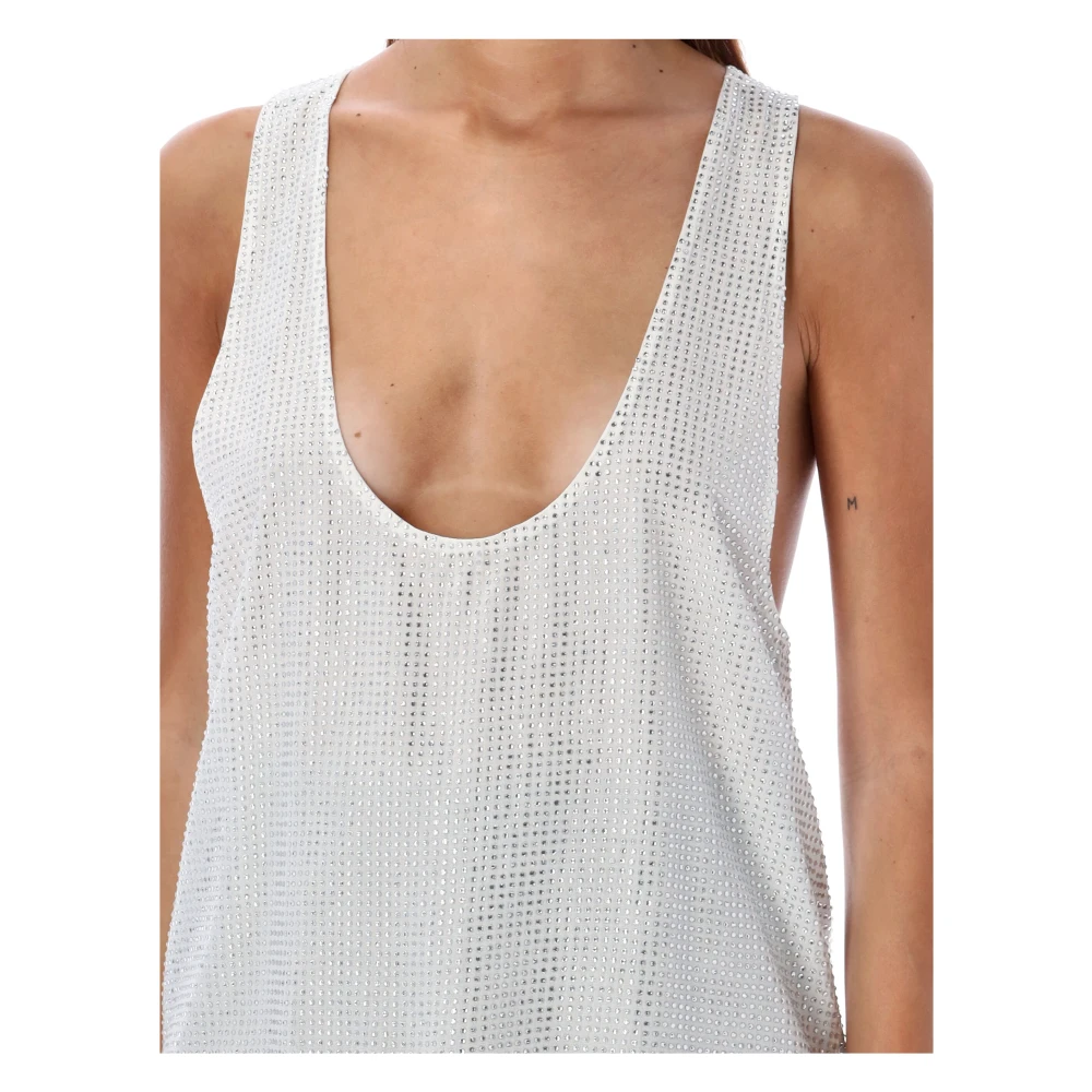 Retrofête Kristallen Tanktop Wit Glanzend White Dames
