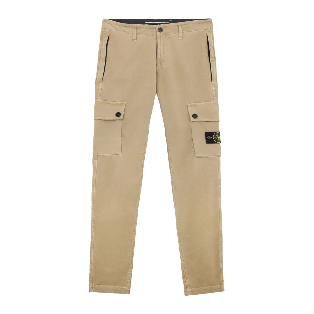 Stone Island Cargo Byxor Stretch Broken Twill Bomull Beige, Herr