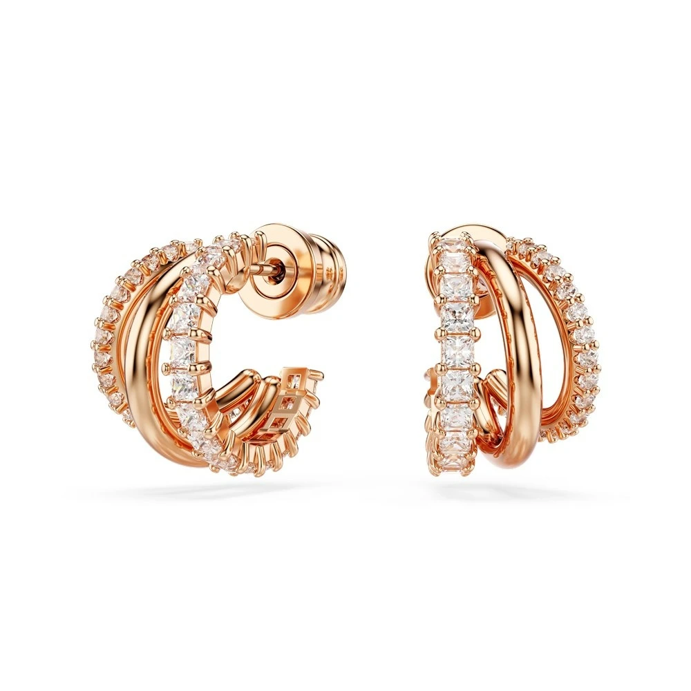 Swarovski Hyperbola Kreolen, Verschiedene Schliffe, Mini, 18K Roségoldbeschichtet Weiß - Bild 6