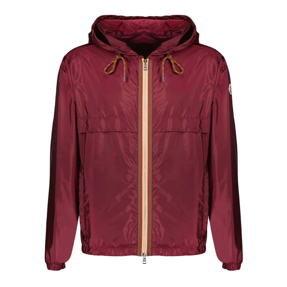 Moncler Men's Red Windbreakers, M, Nidge Hooded Jacket