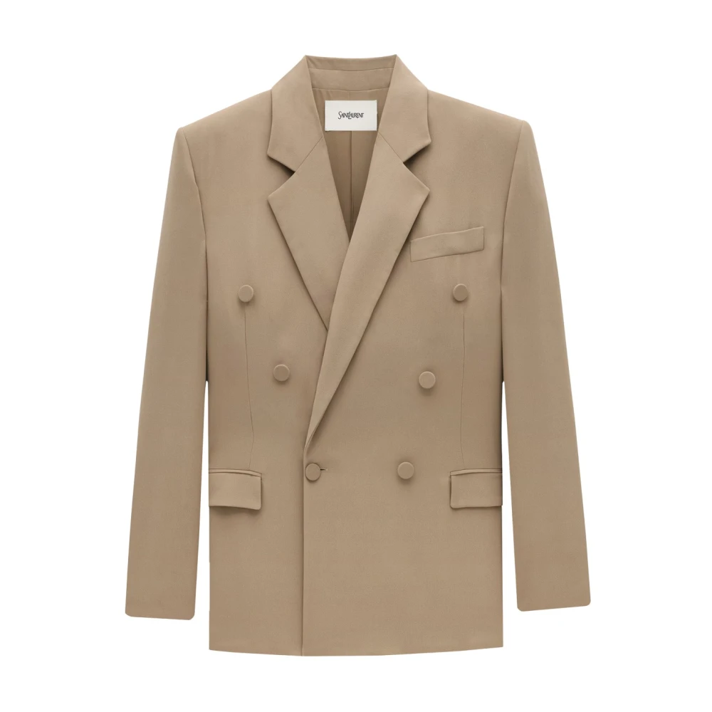 Saint Laurent Beige Zijden Oversized Jas Beige Dames