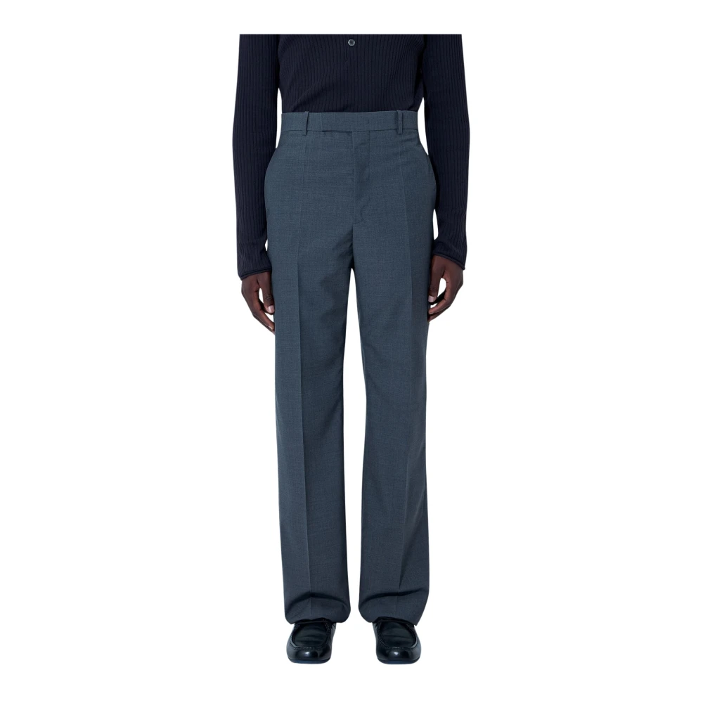 Jil Sander Men's Gray Straight Trousers, M, Tailored Wool-Blend Trousers