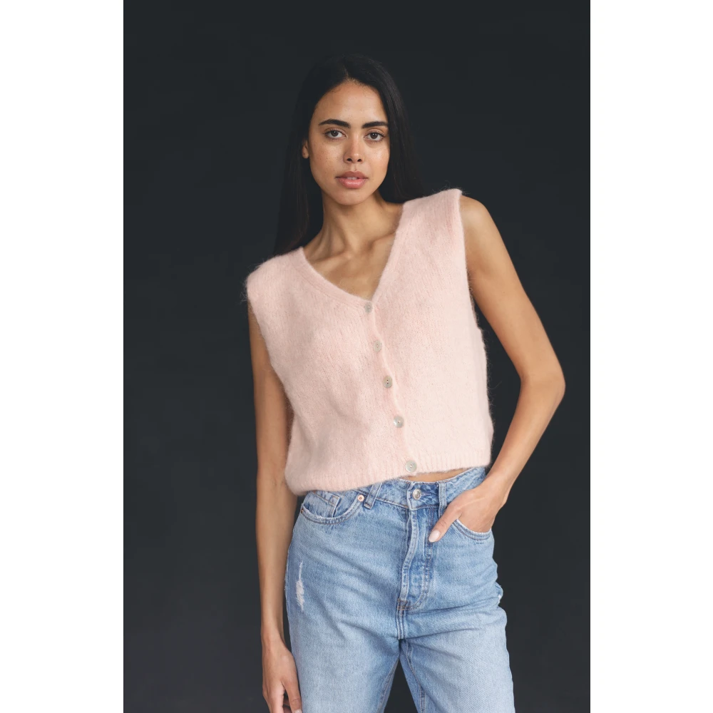 American Dreams Alpaca Wol Perzik Vest Orange Dames