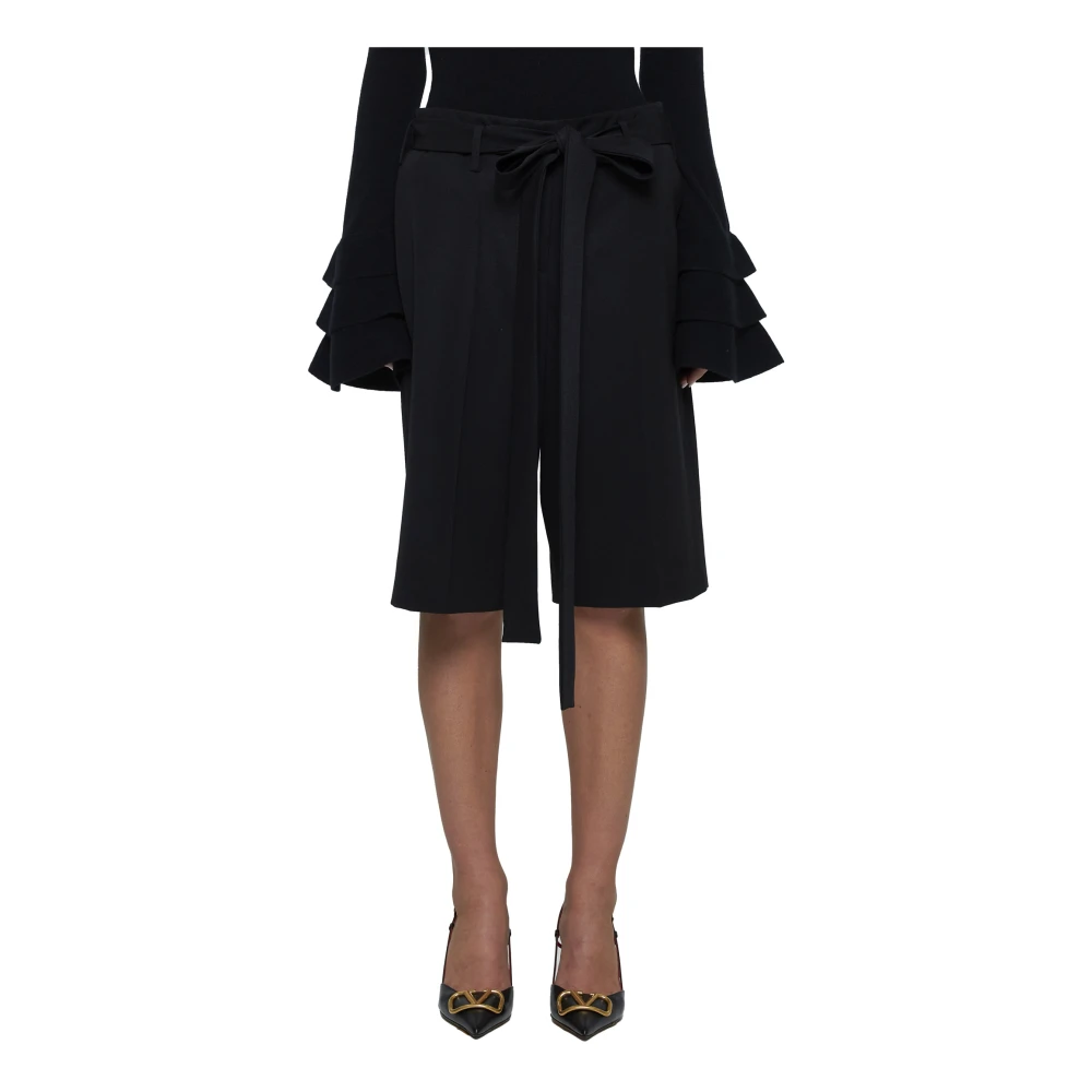 Valentino Zwarte wollen shorts met zelfbindende sjerp Black Dames