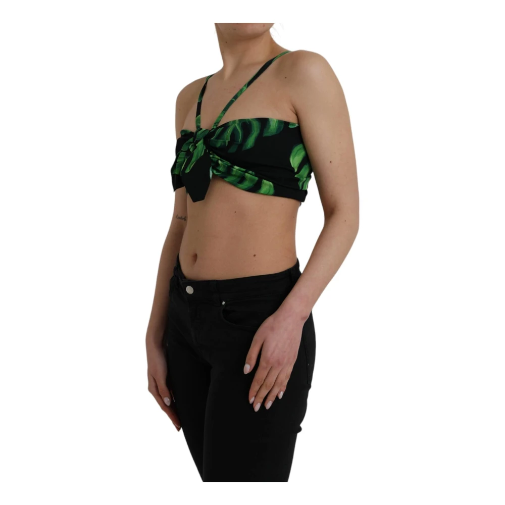 Dolce & Gabbana Bladprint Halter Crop Top Multicolor Dames