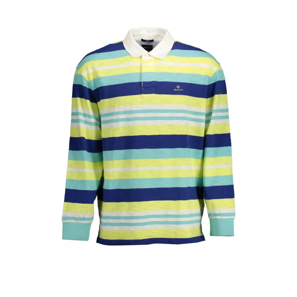 Gant Men's Multicolor Polo Shirts, S, Yellow Long-Sleeved Polo Shirt With Embroidery