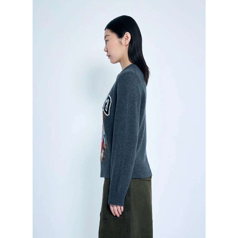 Ganni Beer Grafische Wollen Trui Gray Dames