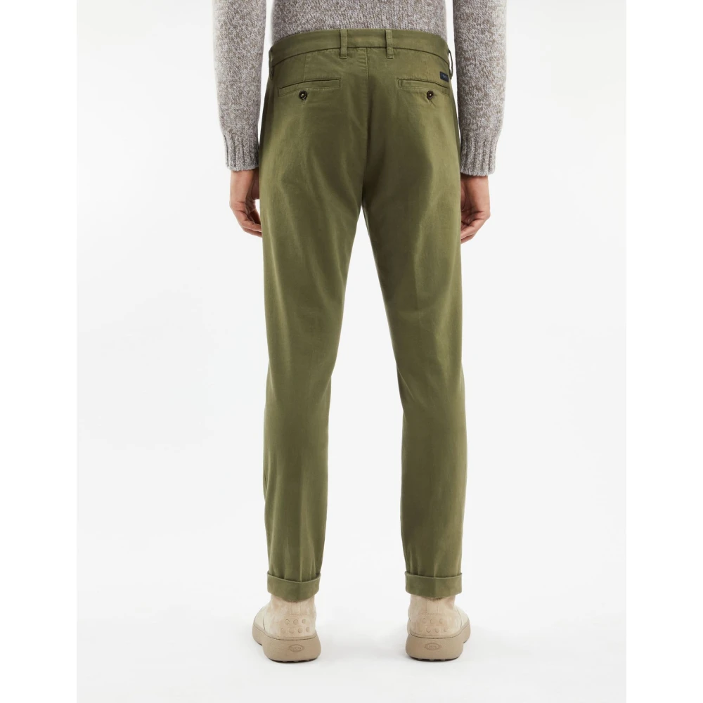 Fay Slim Gabardine Broek Green Heren